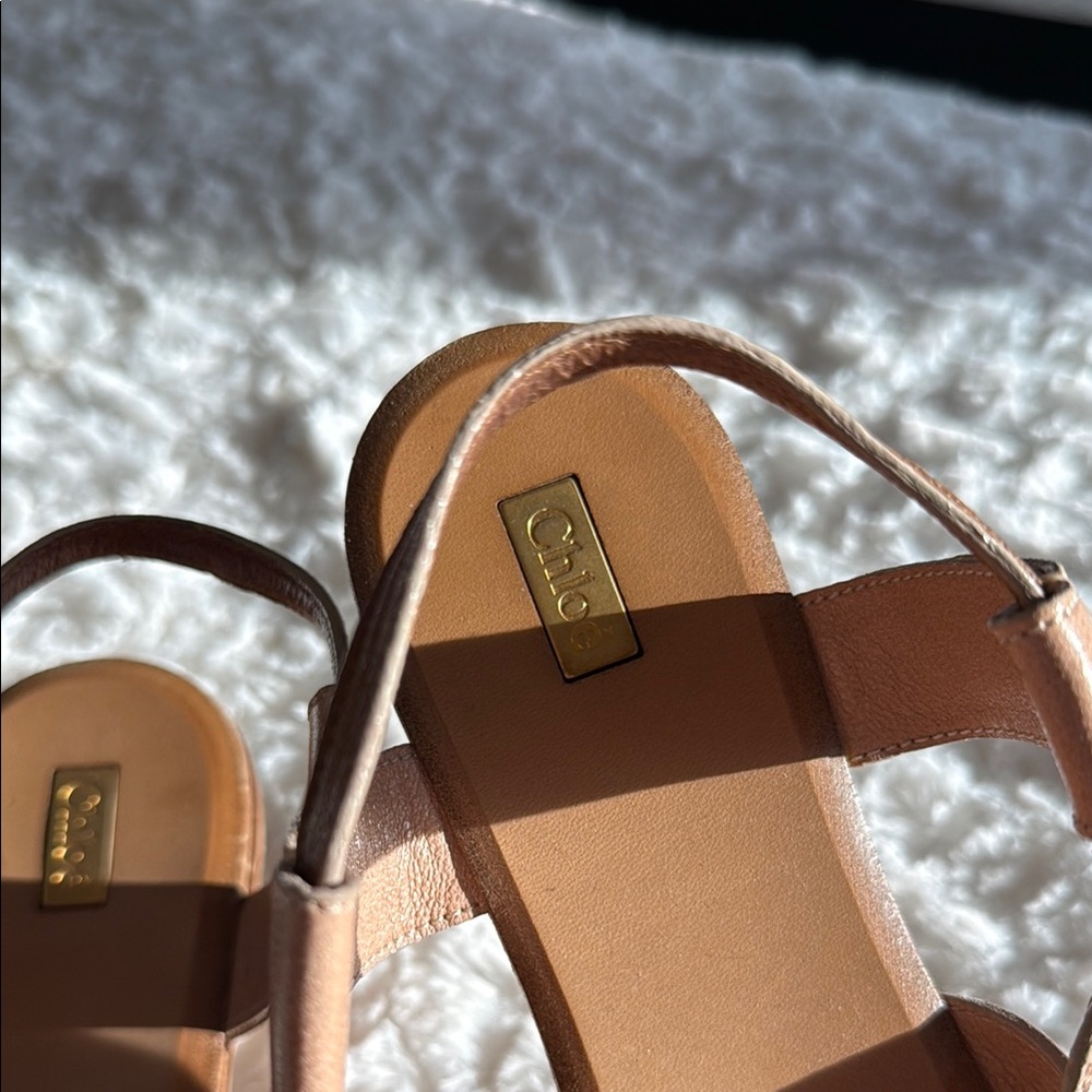 Chloe Tan Leather Strappy Sandals size 40 - Picture 2 of 4